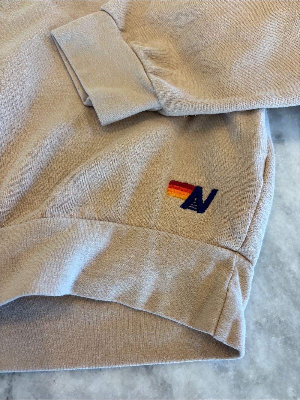 Aviator Nation Beige Sweatshirt with Pink Lightning Bolt - Picture 2 of 5